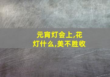 元宵灯会上,花灯什么,美不胜收