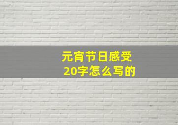 元宵节日感受20字怎么写的