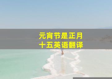 元宵节是正月十五英语翻译