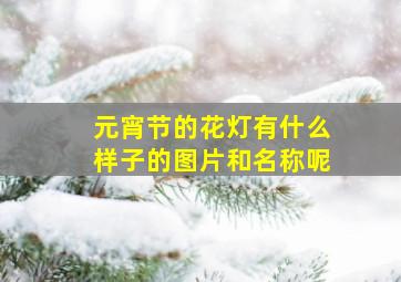 元宵节的花灯有什么样子的图片和名称呢