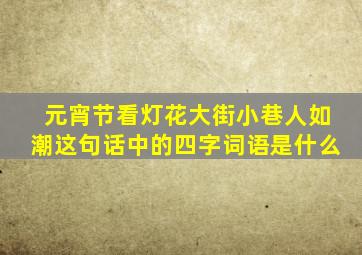 元宵节看灯花大街小巷人如潮这句话中的四字词语是什么