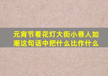 元宵节看花灯大街小巷人如潮这句话中把什么比作什么