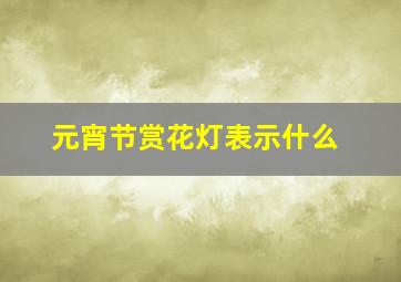 元宵节赏花灯表示什么