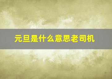 元旦是什么意思老司机