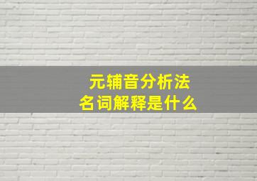 元辅音分析法名词解释是什么