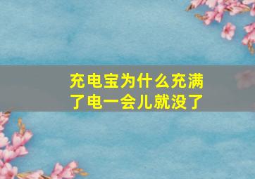 充电宝为什么充满了电一会儿就没了