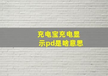 充电宝充电显示pd是啥意思