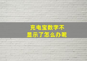 充电宝数字不显示了怎么办呢