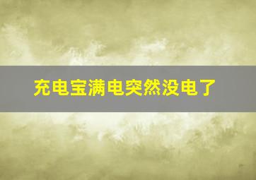 充电宝满电突然没电了