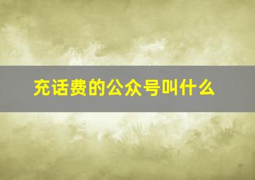 充话费的公众号叫什么