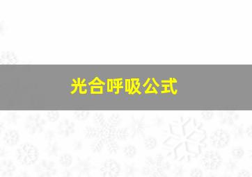 光合呼吸公式