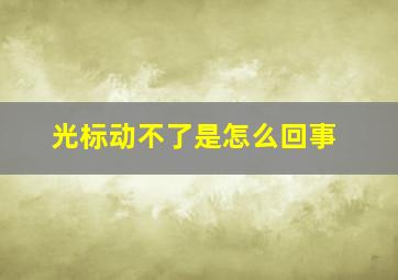 光标动不了是怎么回事