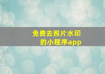 免费去照片水印的小程序app