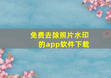 免费去除照片水印的app软件下载