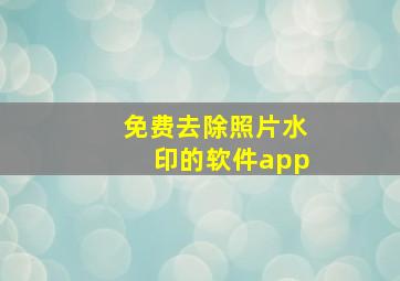 免费去除照片水印的软件app