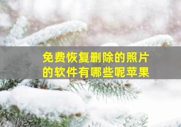 免费恢复删除的照片的软件有哪些呢苹果