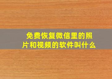 免费恢复微信里的照片和视频的软件叫什么