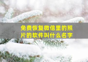 免费恢复微信里的照片的软件叫什么名字