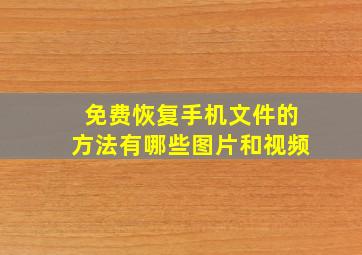 免费恢复手机文件的方法有哪些图片和视频