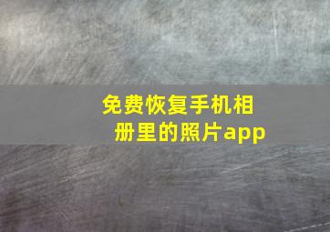 免费恢复手机相册里的照片app