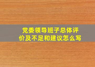 党委领导班子总体评价及不足和建议怎么写