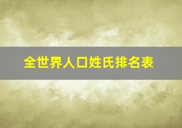 全世界人口姓氏排名表