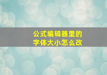 公式编辑器里的字体大小怎么改