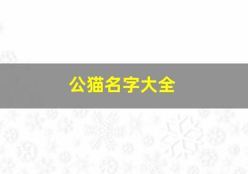 公猫名字大全