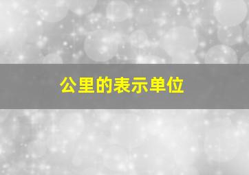 公里的表示单位