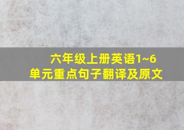 六年级上册英语1~6单元重点句子翻译及原文