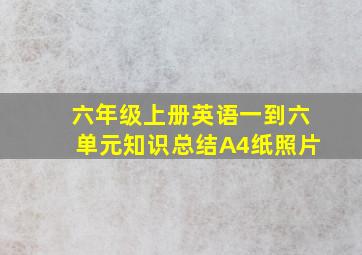 六年级上册英语一到六单元知识总结A4纸照片