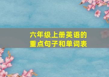 六年级上册英语的重点句子和单词表