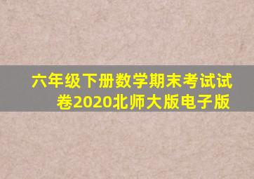 六年级下册数学期末考试试卷2020北师大版电子版