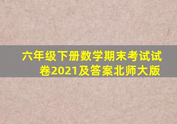 六年级下册数学期末考试试卷2021及答案北师大版