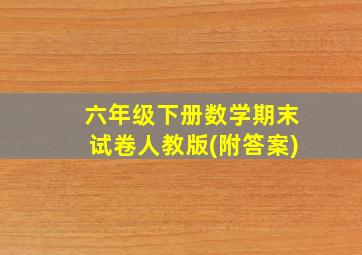 六年级下册数学期末试卷人教版(附答案)