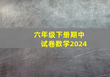 六年级下册期中试卷数学2024