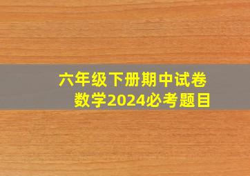 六年级下册期中试卷数学2024必考题目