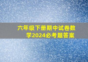 六年级下册期中试卷数学2024必考题答案