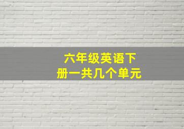 六年级英语下册一共几个单元