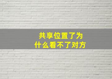 共享位置了为什么看不了对方