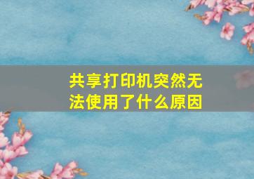 共享打印机突然无法使用了什么原因