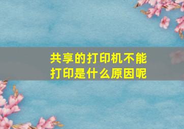 共享的打印机不能打印是什么原因呢