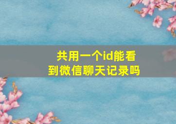 共用一个id能看到微信聊天记录吗