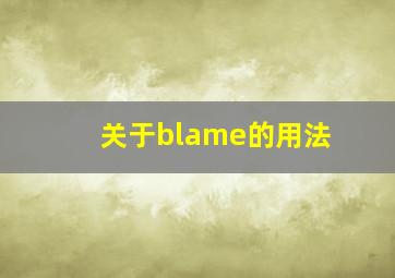 关于blame的用法