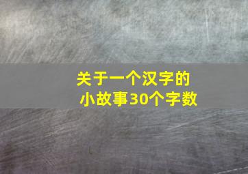 关于一个汉字的小故事30个字数