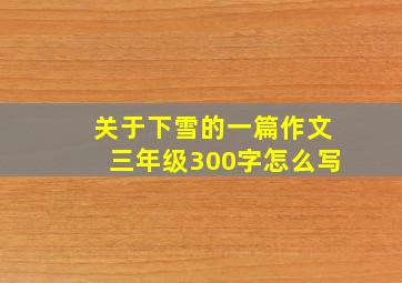 关于下雪的一篇作文三年级300字怎么写