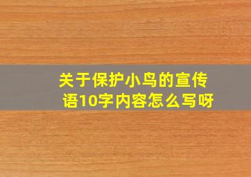 关于保护小鸟的宣传语10字内容怎么写呀