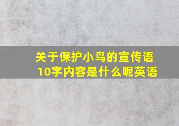 关于保护小鸟的宣传语10字内容是什么呢英语