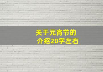 关于元宵节的介绍20字左右