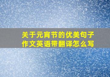 关于元宵节的优美句子作文英语带翻译怎么写